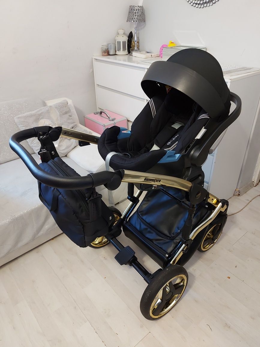 Wozek 3w1 junama diamond s line czarny czarno zloty wysyłka + CYBEX