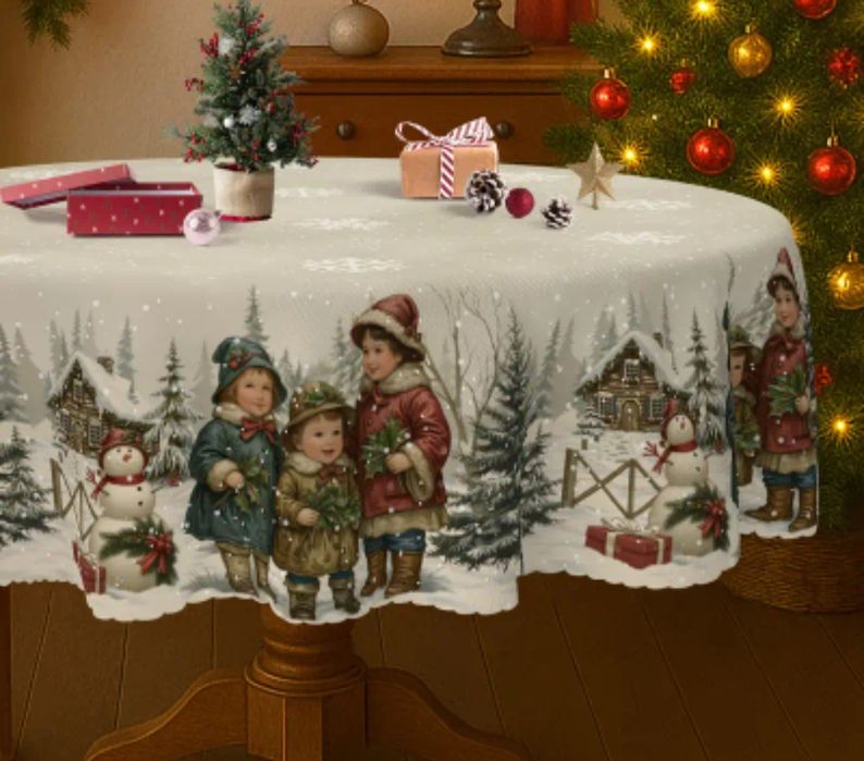 Świąteczny okrągły obrus 152cm średnica