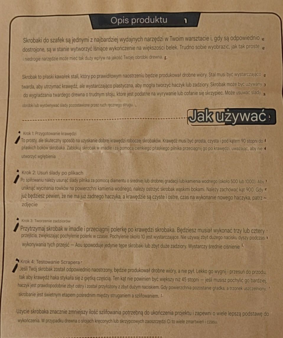 Zestaw 5 skrobaków do polerowania szafek nóż noże skrobak