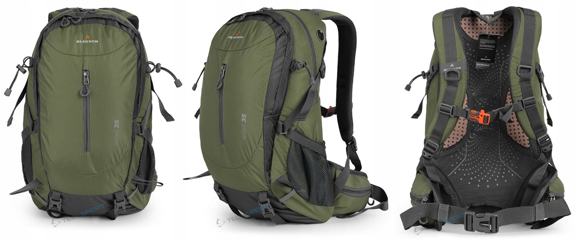 Bergson Adal 35l | Wentylowany Plecak Turystyczny | Oliwka
