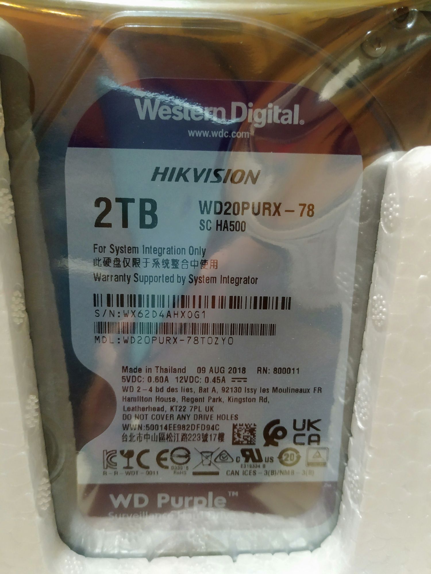 Жорсткий диск Western Digital Purple 1-TB 64MB WD20PURX 3.5 SA