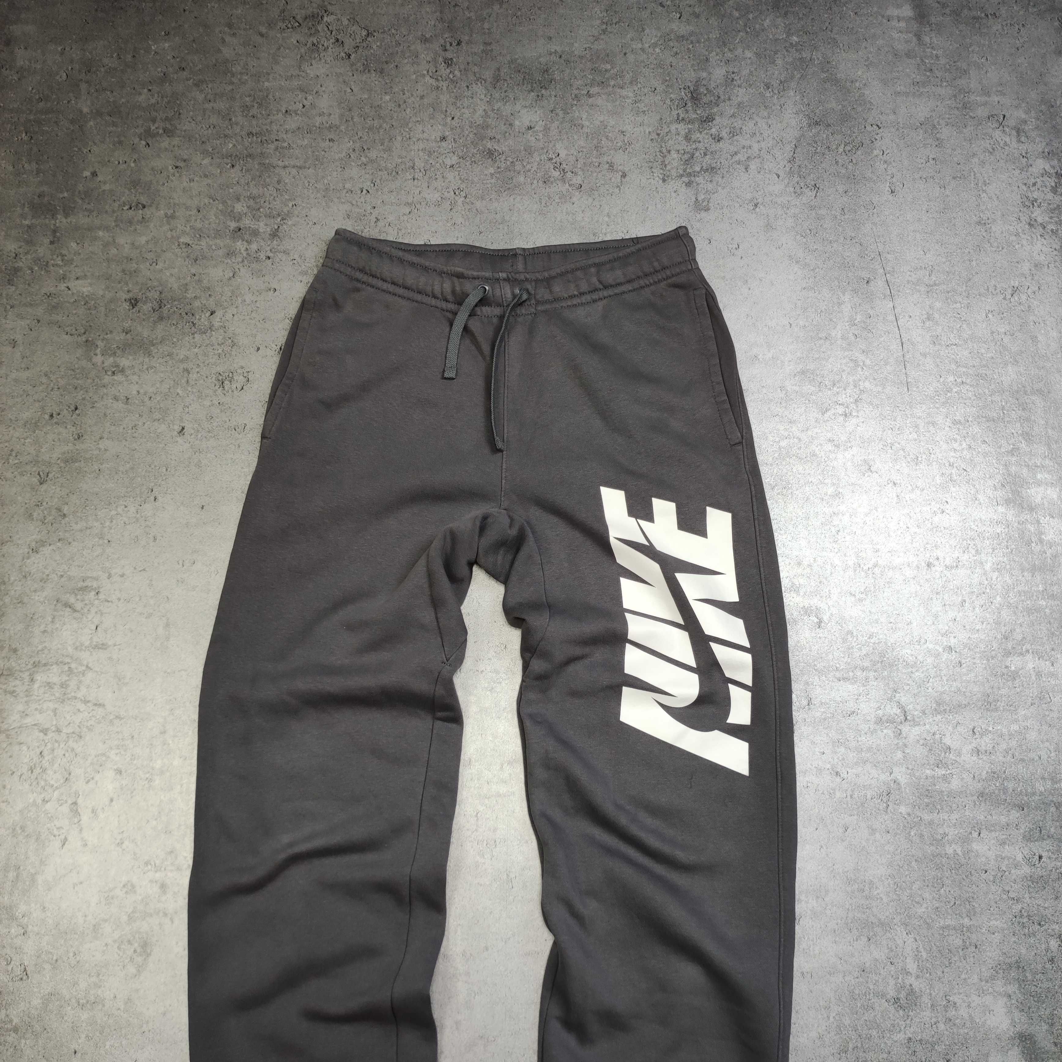 MĘSKIE Dresy Sportowe Szare Duże Logo Bawełna Nike Sport Spodnie Swosh