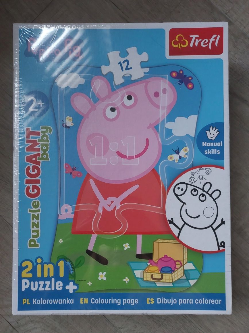 Nowe puzzle gigant Świnka Peppa + kolorowanka 2+