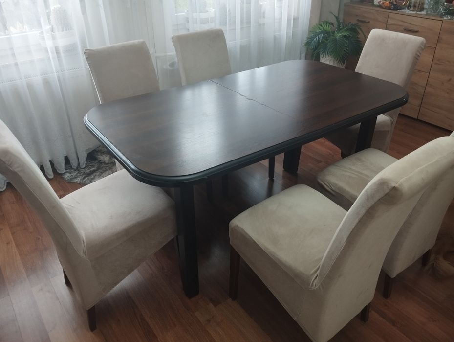 Komplet stołowy do salonu stół + 6 krzeseł