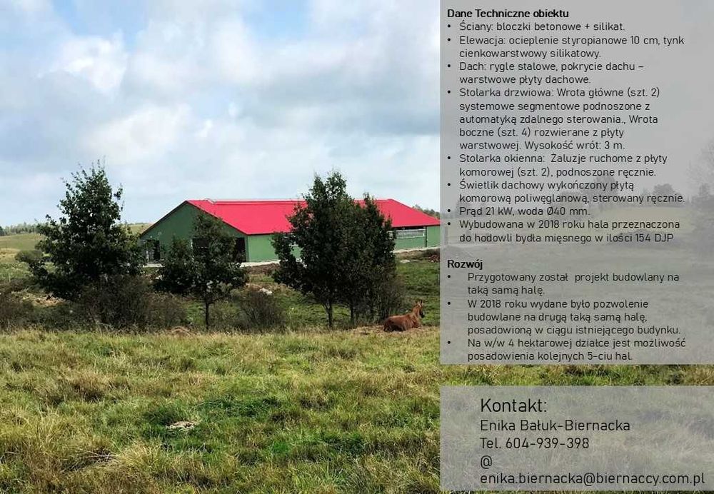 Ziemia rolna - 330 ha, hala użytkowa - 1120 m2, Warmińsko-Mazurskie