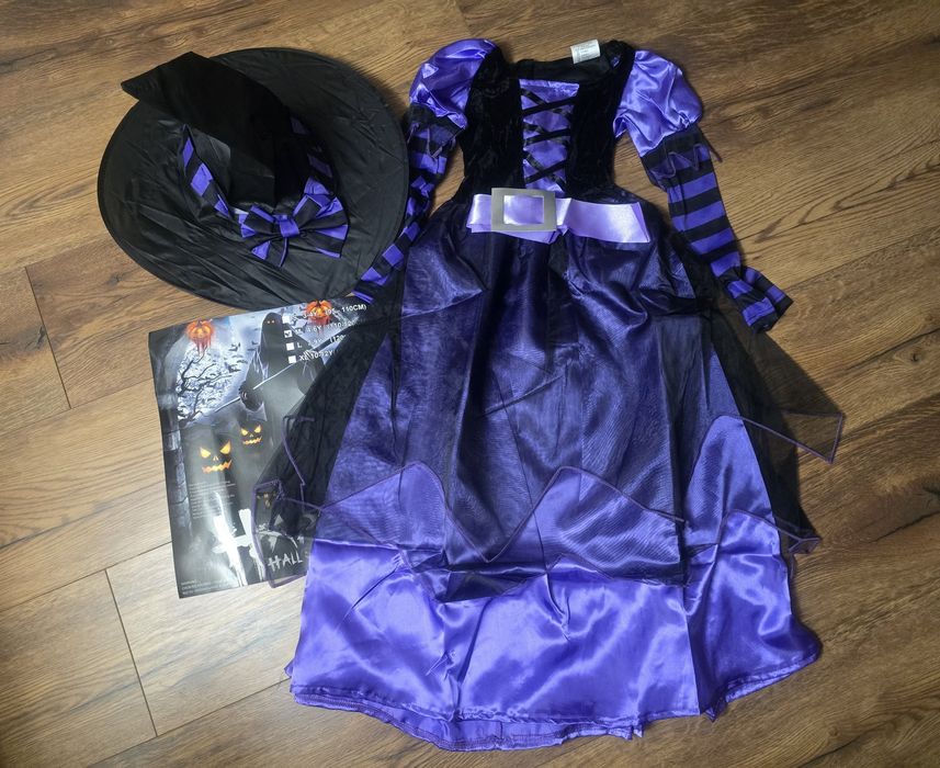 Sukienka przebranie strój halloween czarownica wiedźma karnawał