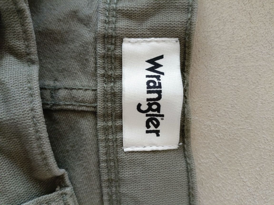 Męskie spodnie Wrangler Brushed Texas (zielone, W34 L30) - stan idealn