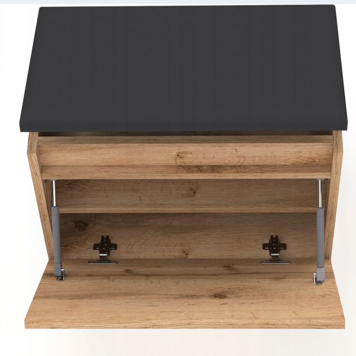 Szafka na buty VB50x30 czarne siedzisko schowek DĄB WOTAN złożona