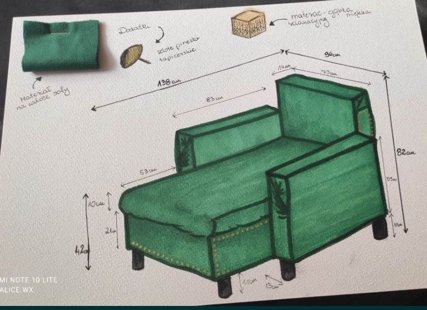 Sofa Butelkowa zieleń IKEA przerobiona