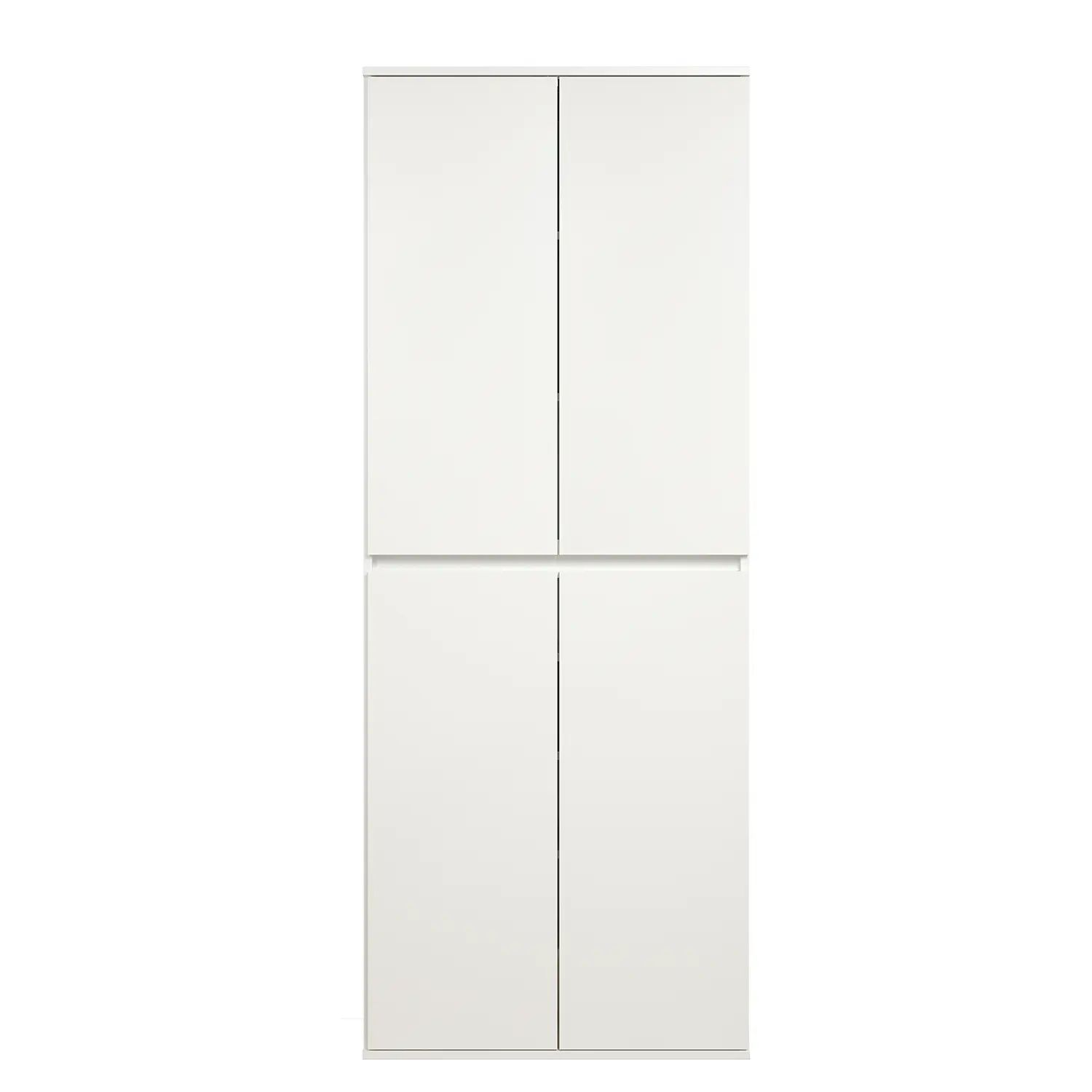 Biała szafa z 4 drzwiami – minimalistyczna