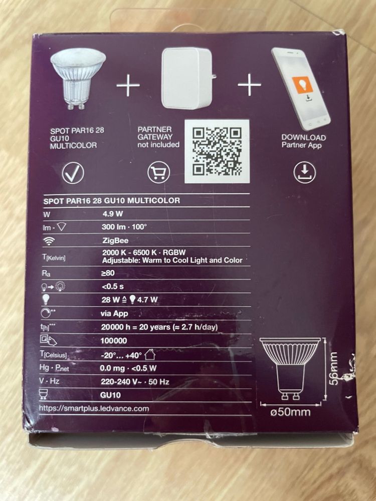 6 halogenów Ledvance GU10 Smart+ RGBW HUE ZIGBEE