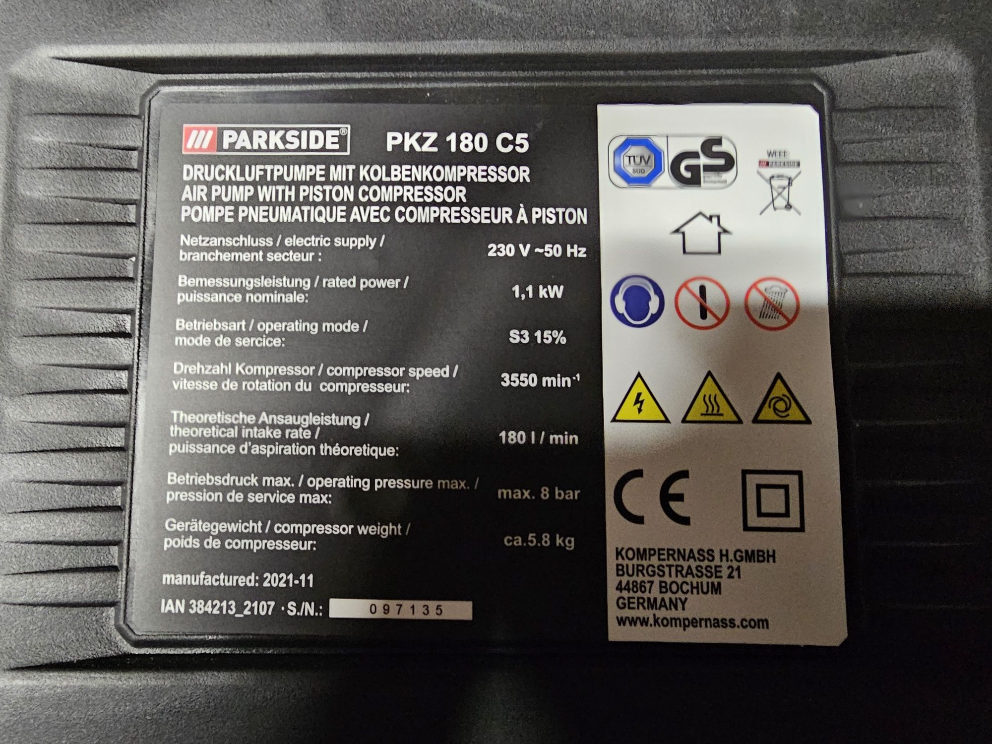 Kompresor PARKSIDE PKZ180 C5