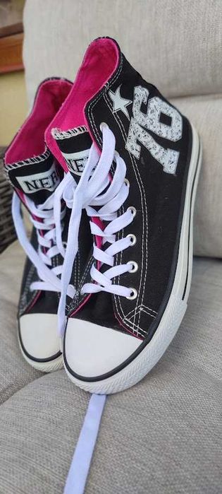 Czarne trampki na koturnie Nylon Red