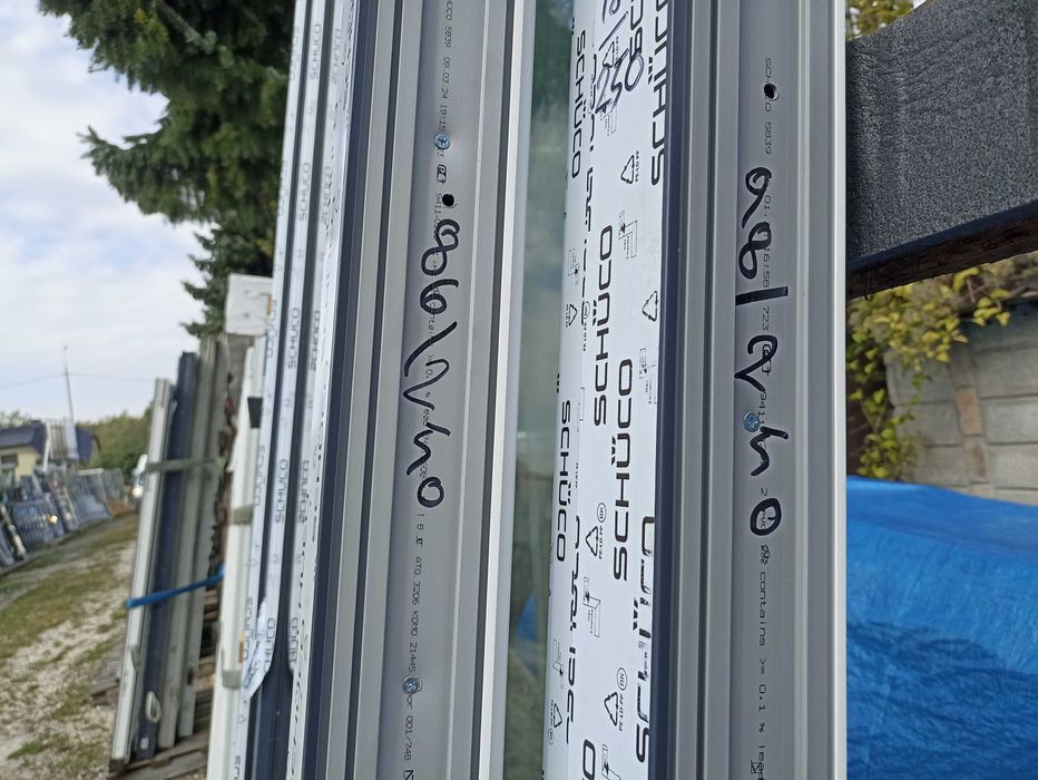 Okno pcv balkonowe 86/250 antracyt trzy szybowe