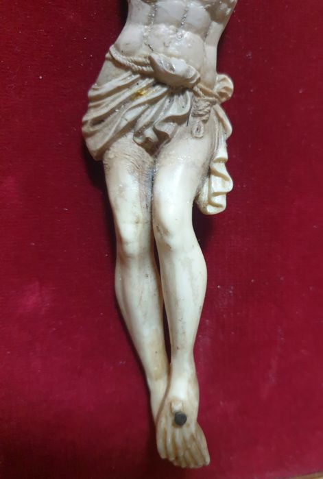 Maravilhosa antiga preciosa escultura de Cristo - emoldurada