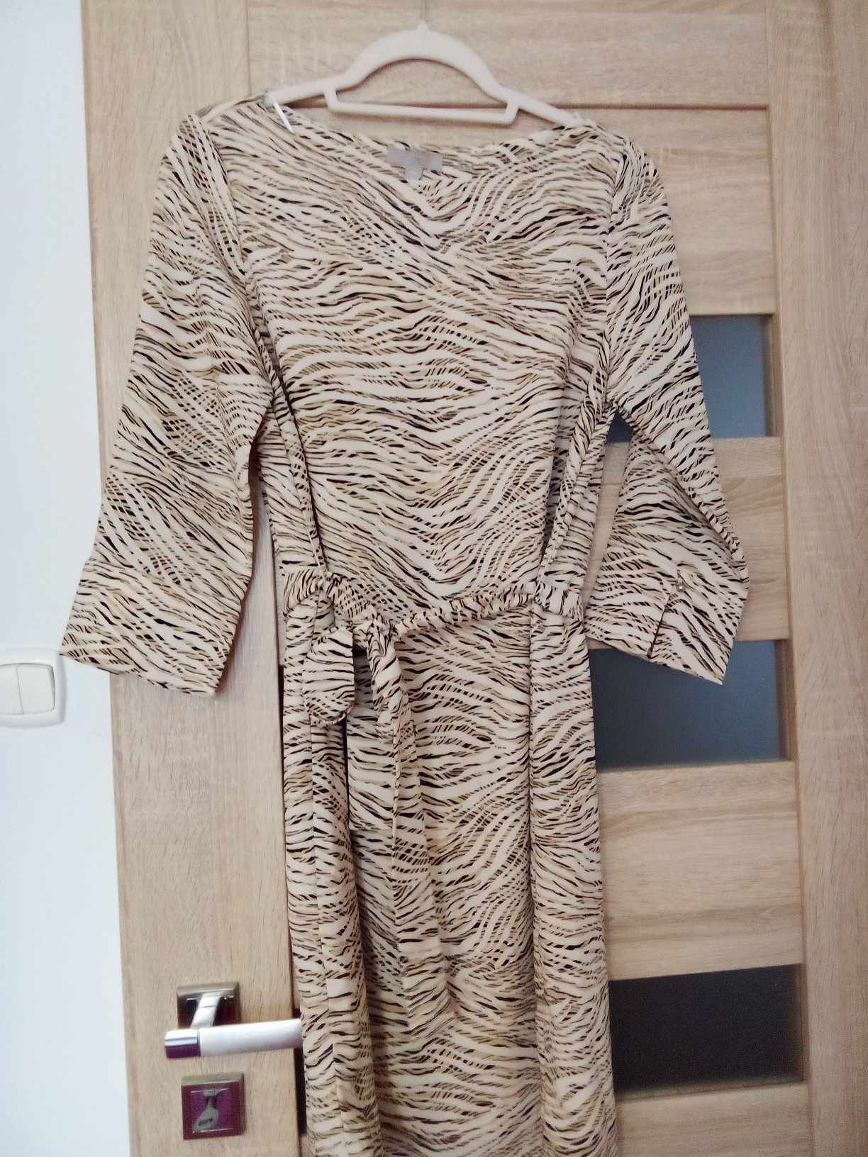 Sukienka zebra H&M 36 MIDI