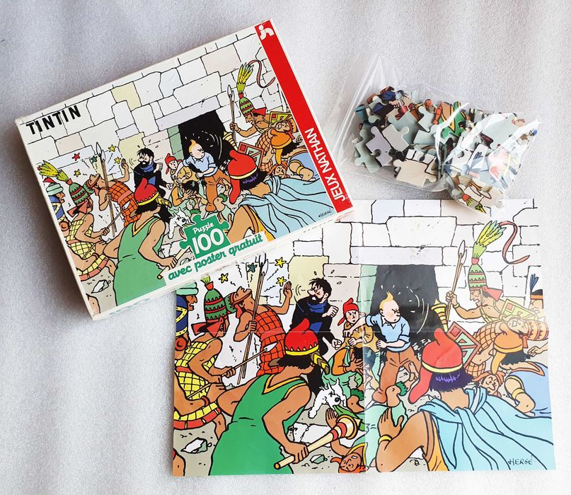 Antigo Puzzle Tintin e o Templo do Sol ~ com o Poster ~ Anos 80 ~ RARO
