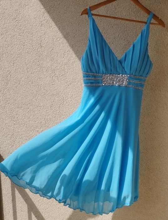 Sukienka damska Mayaadi Deluxe r. XL jasno niebieska na ślub sylwestra