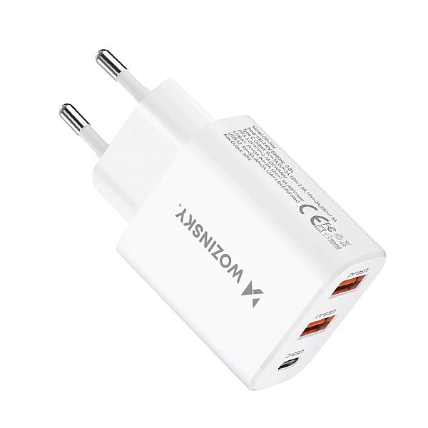 Ładowarka sieciowa Wozinsky CWCUCW 30W USB-C / 2 x USB-A - biała