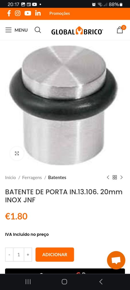 40 batentes JNF inox.   ( 1€/uni )