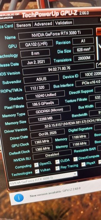 ASUS tuf RTX 3080 Ti 12GB Avariada