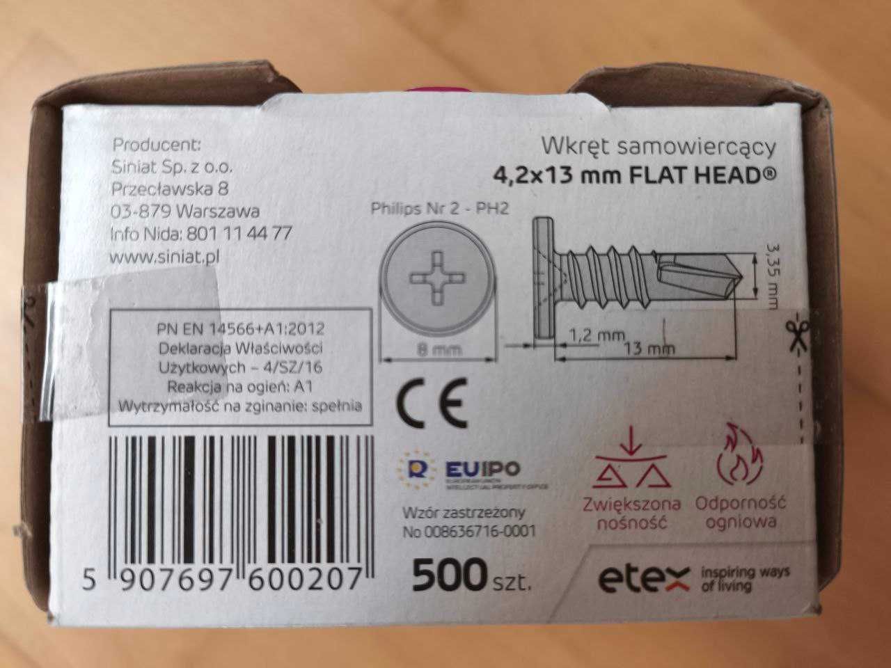 Wkręt samowiercący 4,2 × 13 mm do blachy 2 mm FLAT HEAD® C5