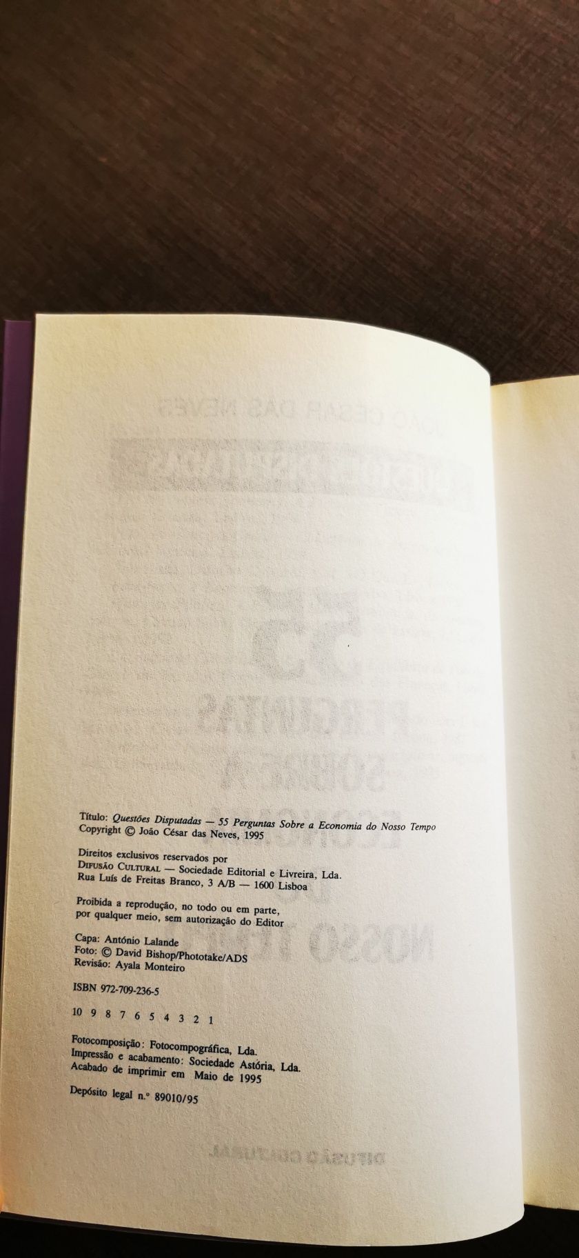 Livro " 55 perguntas sobre a economia do nosso tempo" de 1995