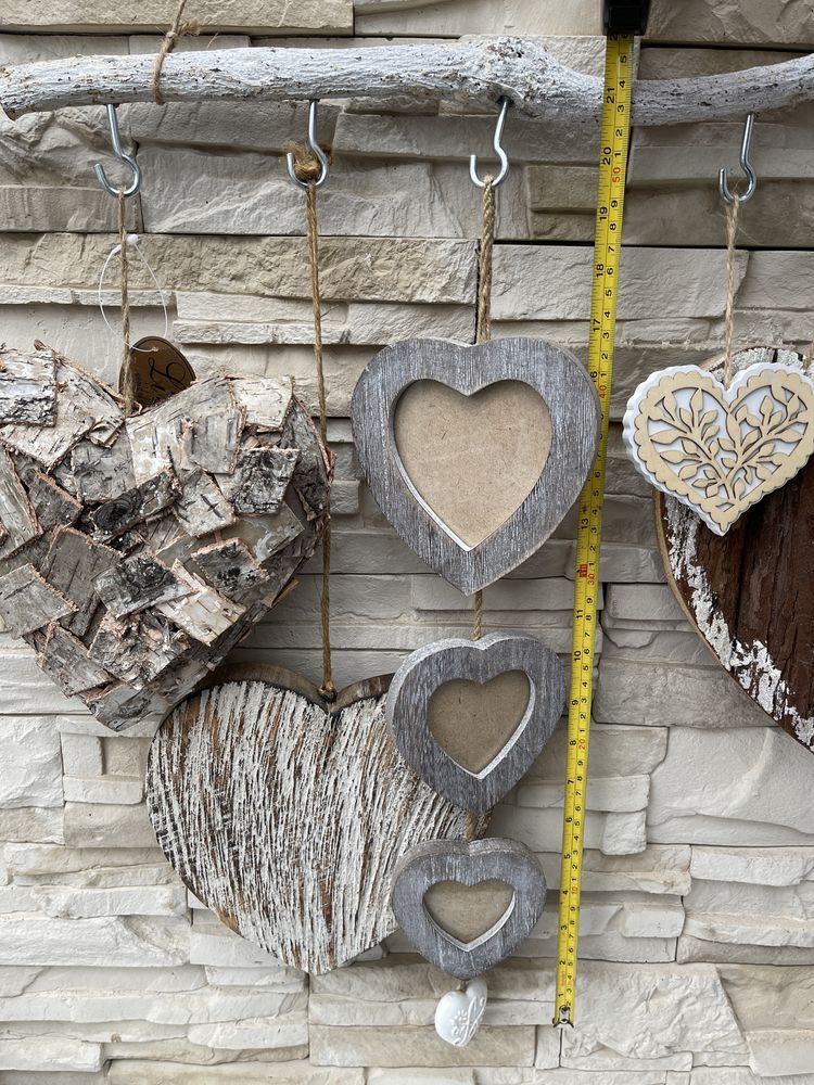 Handmade serca na kiju serce drewno sznurek Walentynki