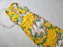 Żółta letnia sukienka maxi dress long odkryte plecy M 38 wiskoza