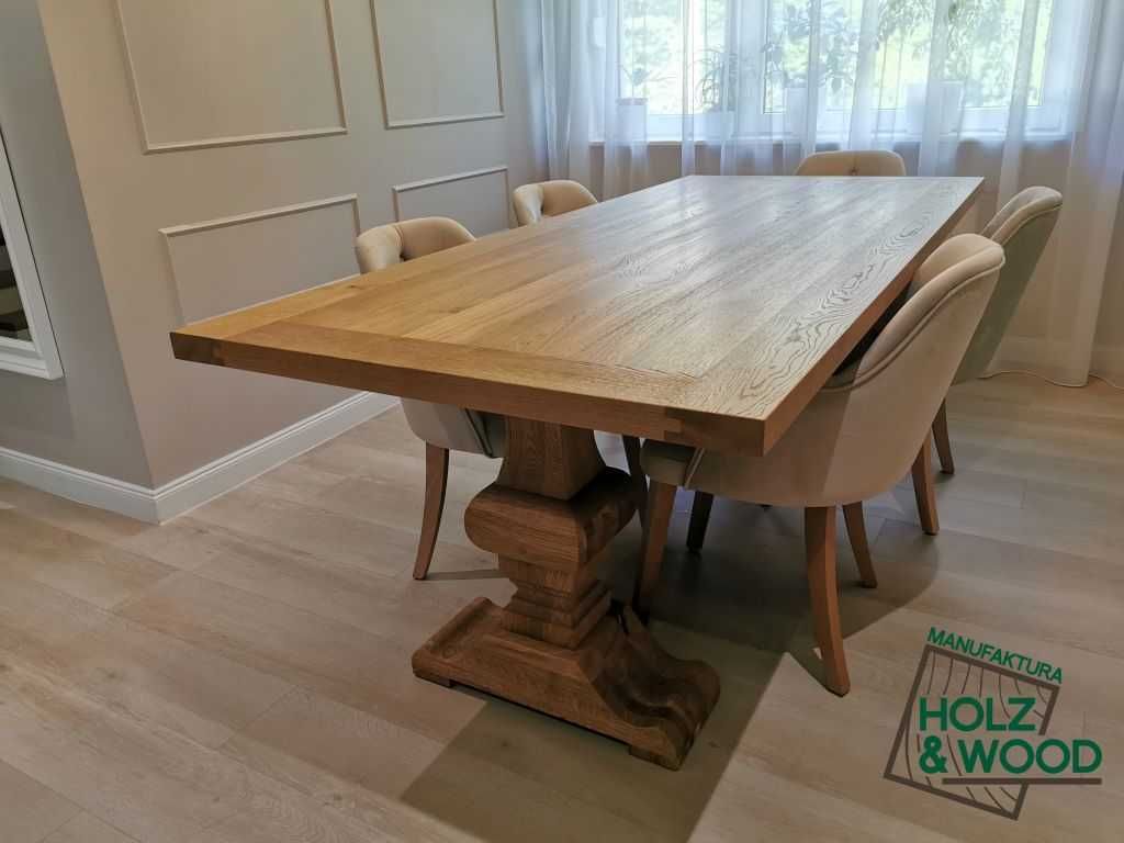 Stół dębowy masywne rzeźbione nogi Classico Manufaktura Holz & Wood