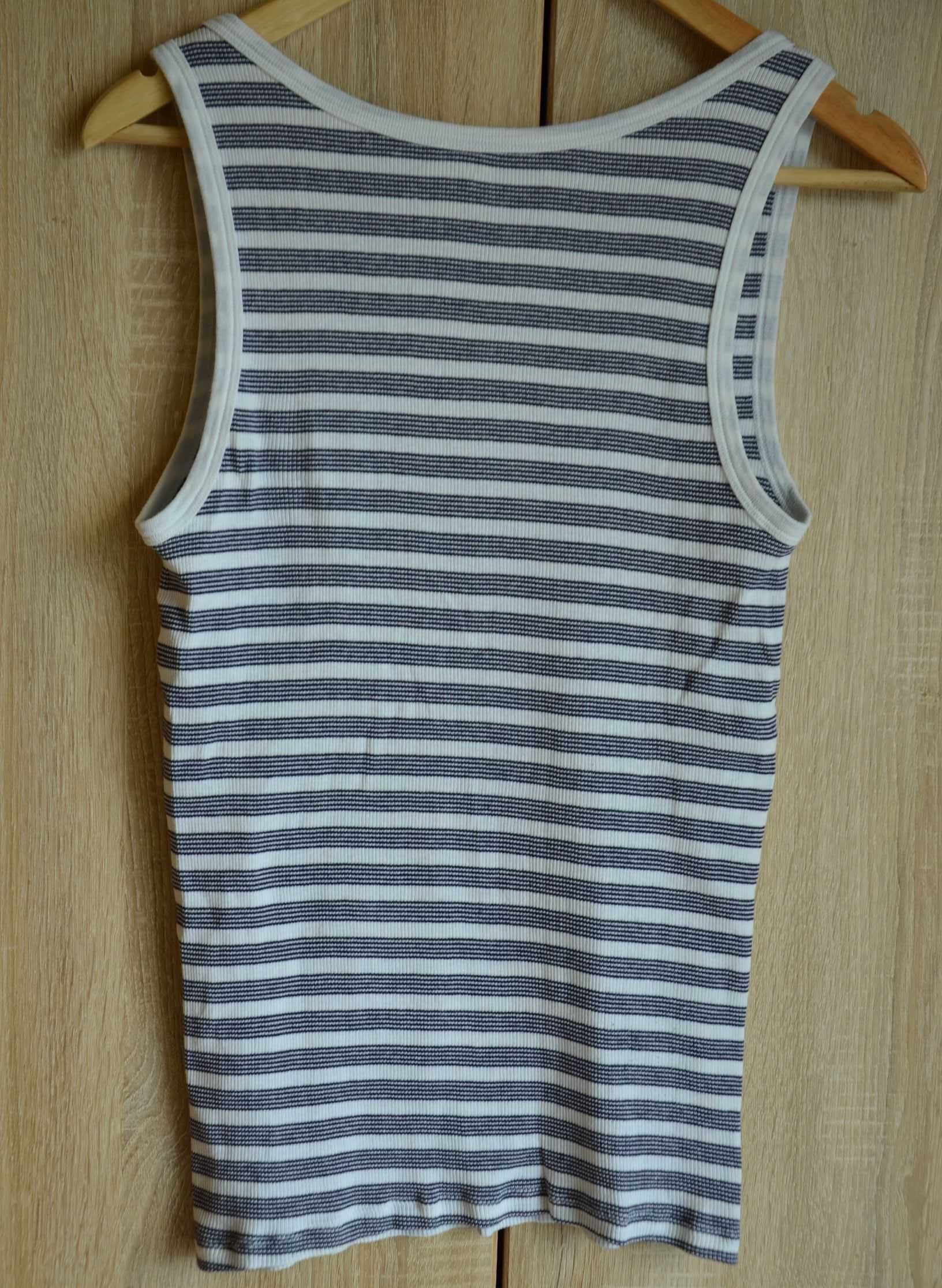 Bluzka top podkoszulek biały w paski bokserka 40 42 44 L XL XXL