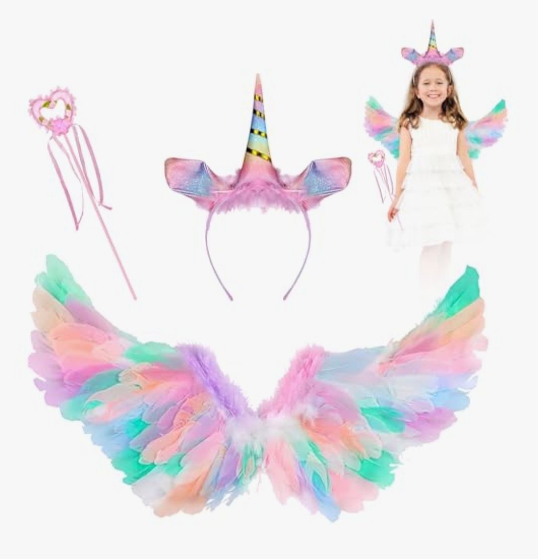 Nowy! Strój Jednorożec Unicorn Świeci skrzydła karnawał halloween
Nowa