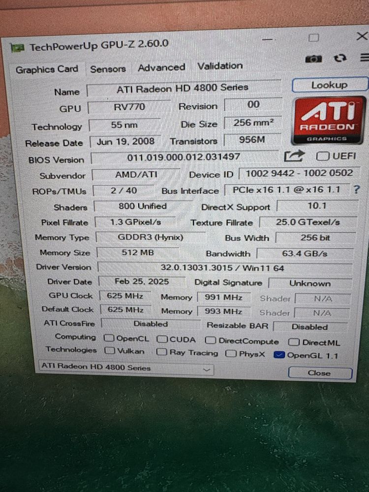 Gygabyte Ati/radeon hd4850. 512MB retro karta graficzna