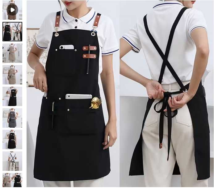 Полотняний фартух з чотирма кишенями.Холщовый фартук с карманами.