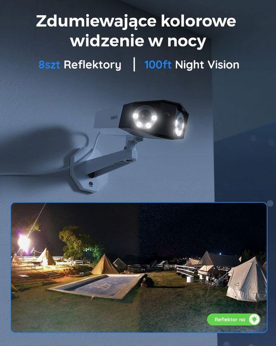 4k kamera monitoringu domowa 180° 2 obiektywy detekcja osób pojazdów