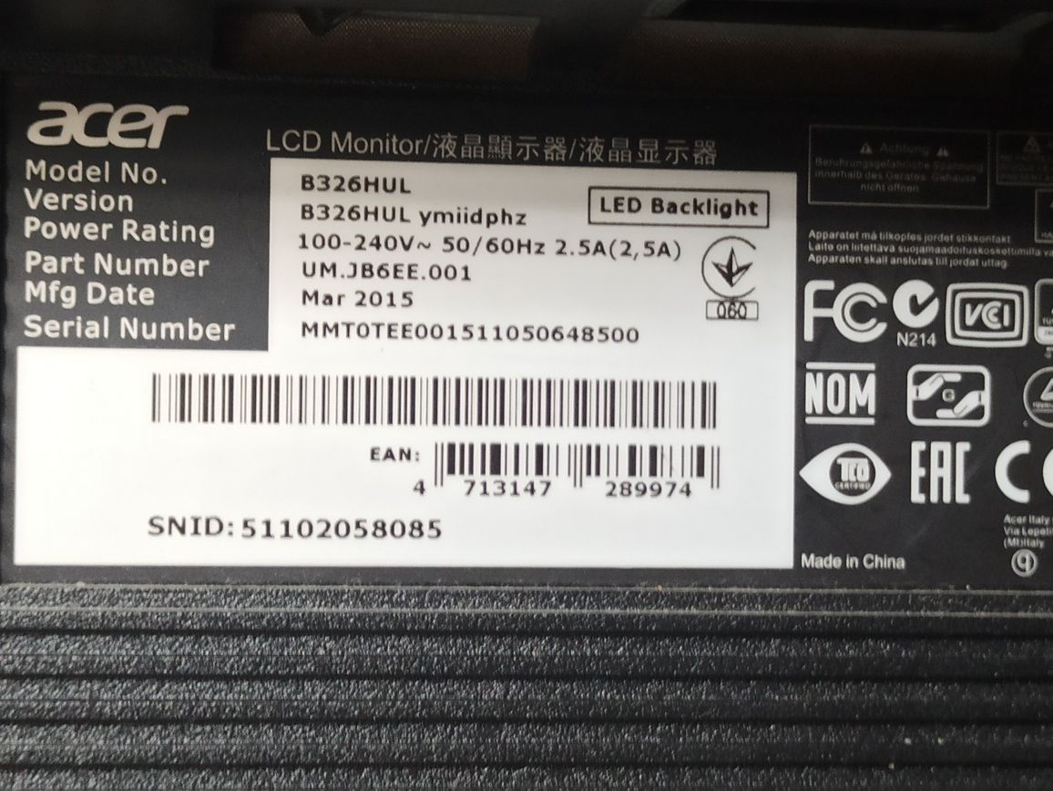 Monitor gamingowy 32,0" Acer B326HUL