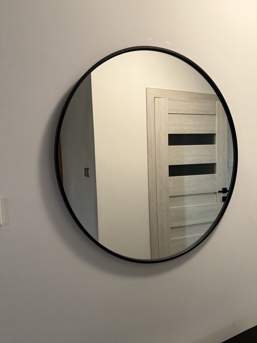 Lustro okragle z czarną ramą, LOFT