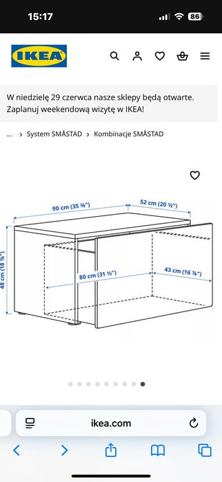 Ławka z pojemnikiem na zabawki SMASTAD IKEA