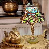 Piękna lampa witrażowa ( Tiffany) , mosiądz - wys.32cm,śred.19cm