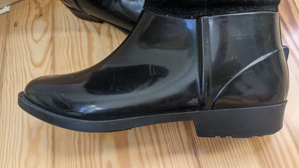 Kalosze wysokie czarne skórzane holewki