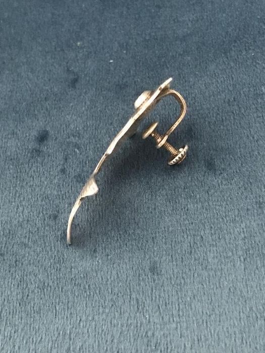 Вінтажна срібна моно сережка кліпса риба 925 проба мексика