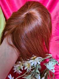 Накладка парик макушка челка натуральный волос.