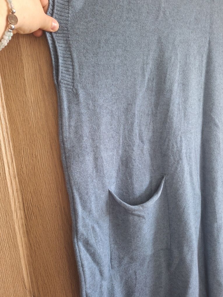 Kamizelka bezrękawnik sweter M/XL błękit