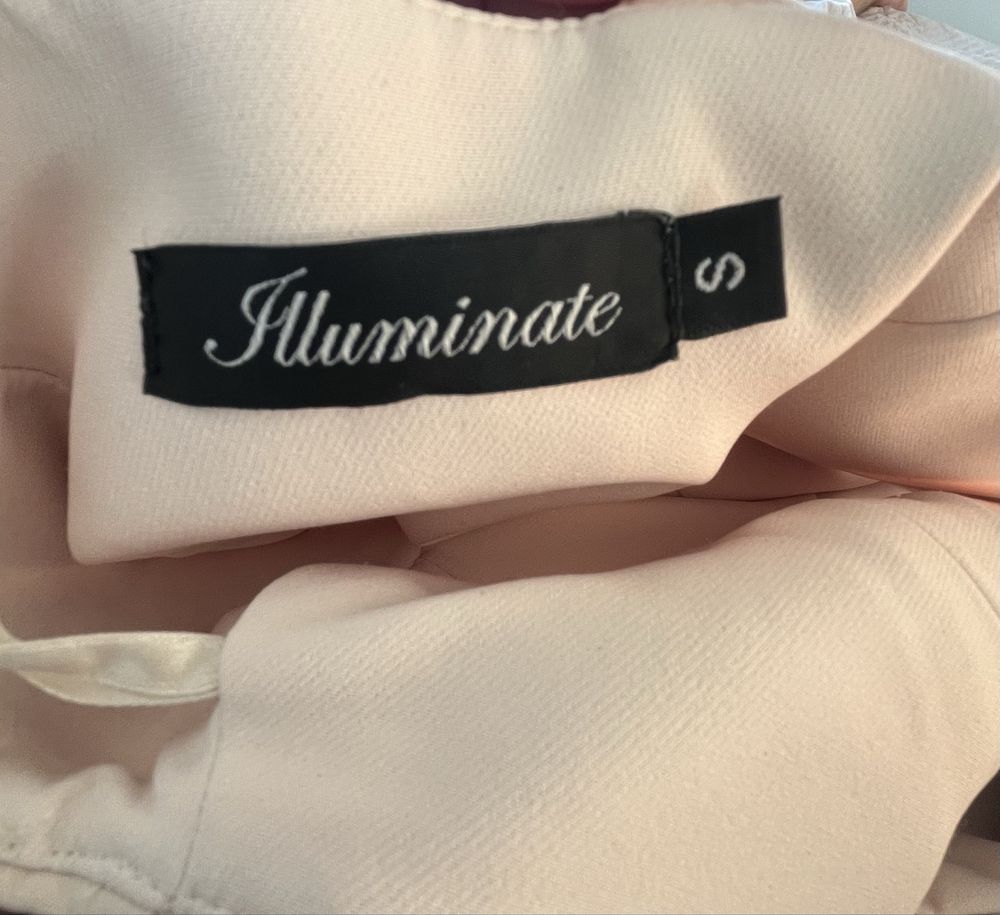 Sukienka Zoe asymetryczna Illuminate rozmiar S ślub cywilny beżowa