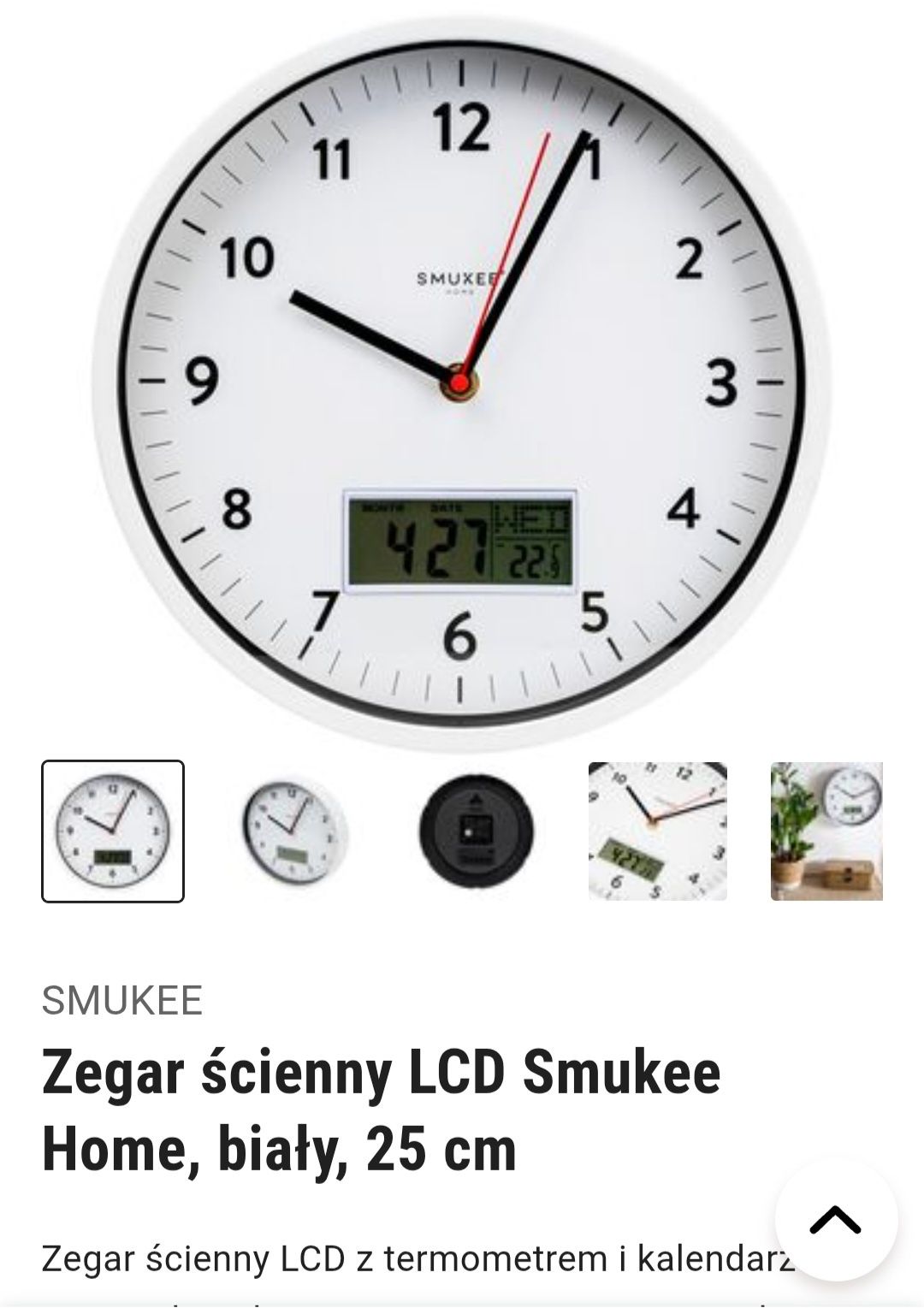 Nowy Zegar ścienny  termometrem i kalendarzem smukee