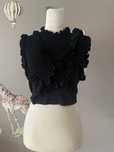 Top bluzka czarna zara crop top czarny falbanki