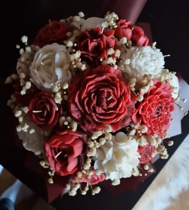 Bukiet kwiatów ze świec sojowych flowerbox candle