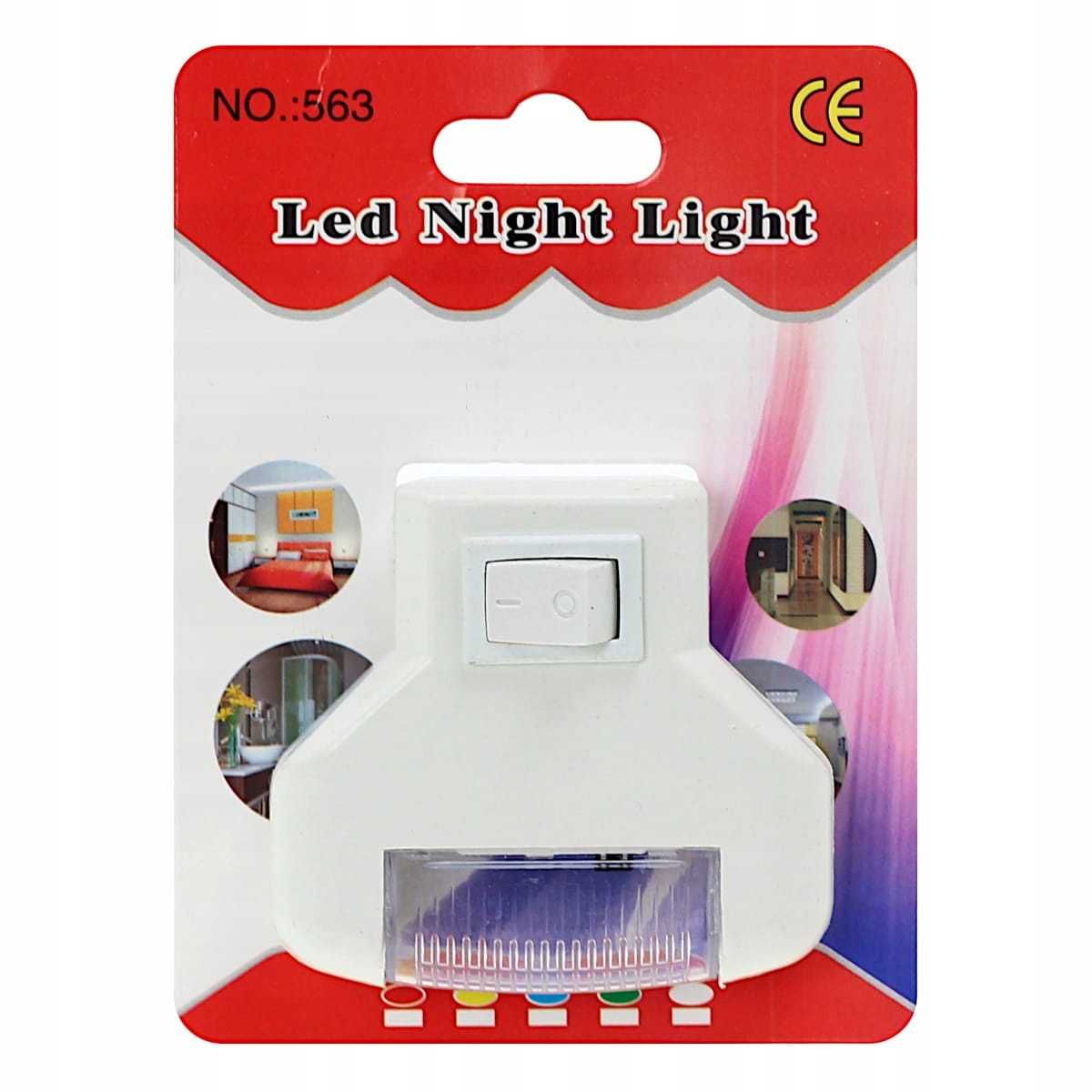 Mini lampka NOCNA LED 1W DO GNIAZDKA Z Wyłącznikiem Kątowa Biała SUPER