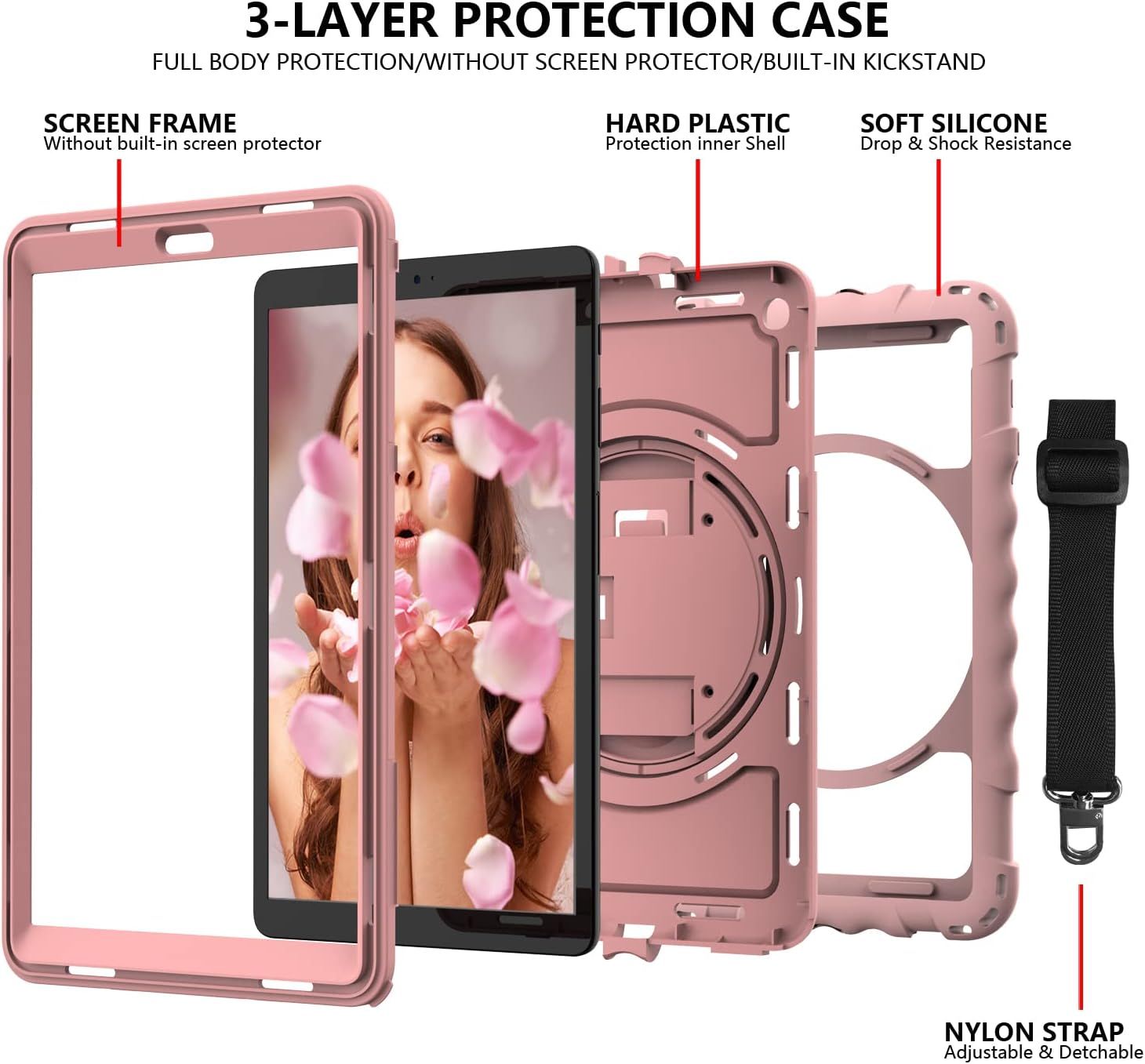 Etui do Samsung Galaxy Tab A 8.4" Podstawka i Pasek na Ramię Różowe