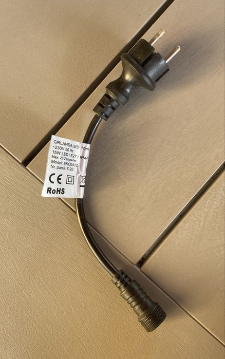 Przedłużka, wtyczka, kabel do girlandy